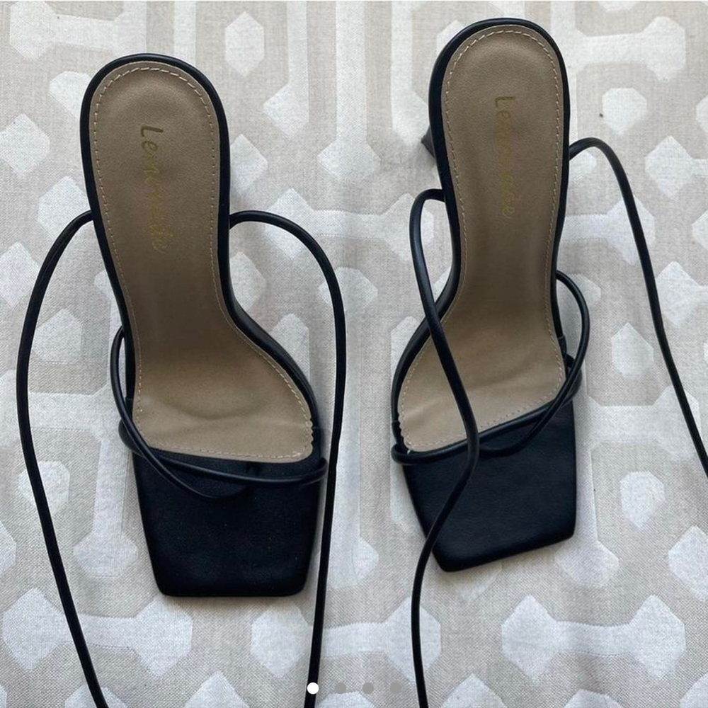 Amazing Lace Black Tie Up Heels Lemonade Brand